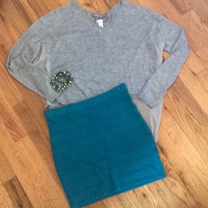 WOW Couture Grey Sheer Back Sweater NWT